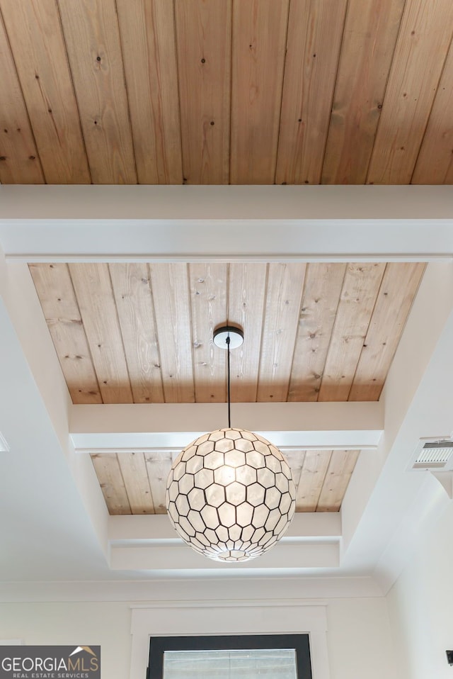 4731 H D Atha Rd, Covington, GA 30014 - detailed view of a wood ceiling with exposed beams