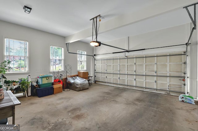 garage with a garage door opener