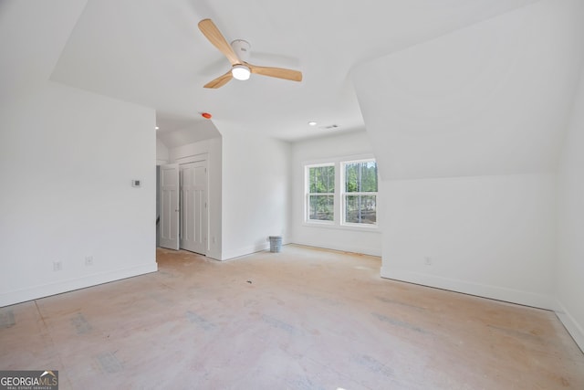 4751 H D Atha Rd, Covington, GA 30014 - unfurnished room featuring lofted ceiling, a ceiling fan, and recessed lighting