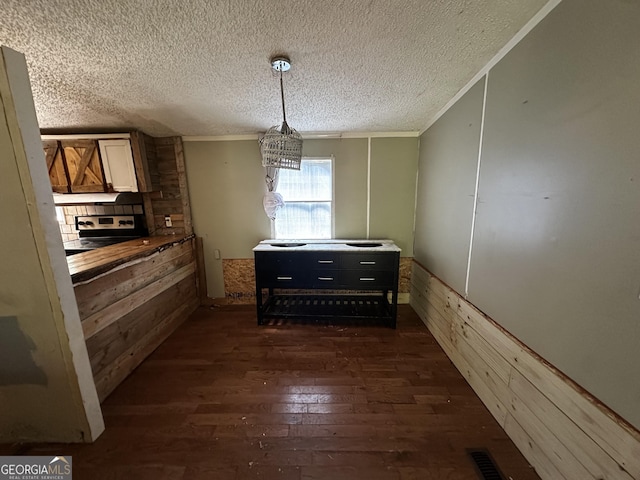 341 Mountain Lake View Dr, Jasper, GA 30143 - dining space featuring a textured ceiling, dark wood finished floors, and ornamental molding