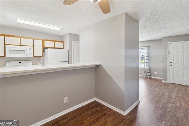 corridor with baseboards, dark wood-style flooring, and a textured ceiling