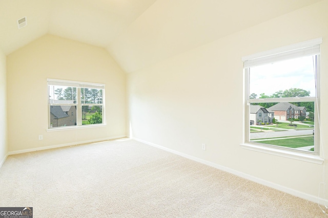 bonus room with visible vents, carpet flooring, and lofted ceiling