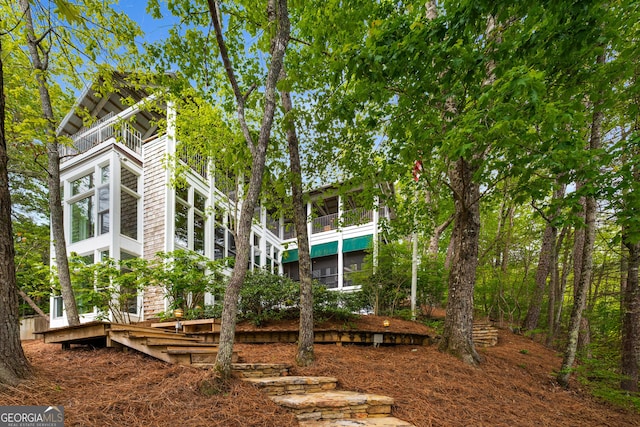 1006 Perrin Cove Rd, Tiger, GA 30576 - rear view of house featuring a balcony