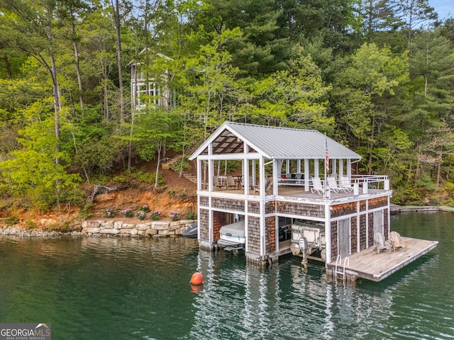 1006 Perrin Cove Rd, Tiger, GA 30576 - dock with a water view, a wooded view, and boat lift