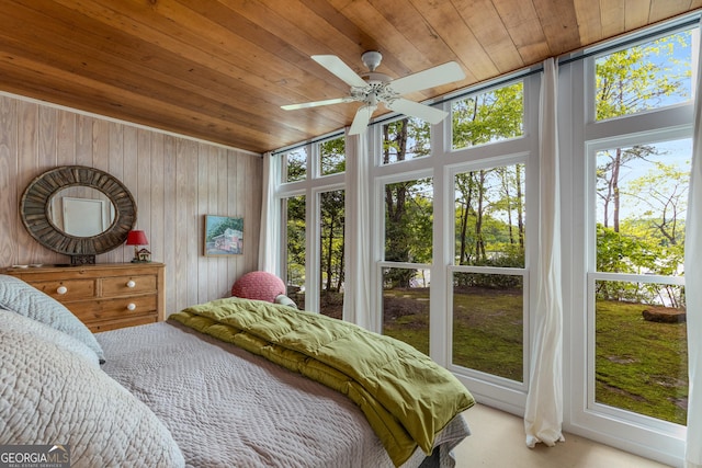 1006 Perrin Cove Rd, Tiger, GA 30576 - bedroom with wood ceiling, multiple windows, and wooden walls