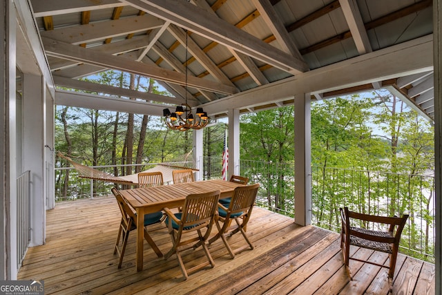 1006 Perrin Cove Rd, Tiger, GA 30576 - deck with outdoor dining space and view of wooded area