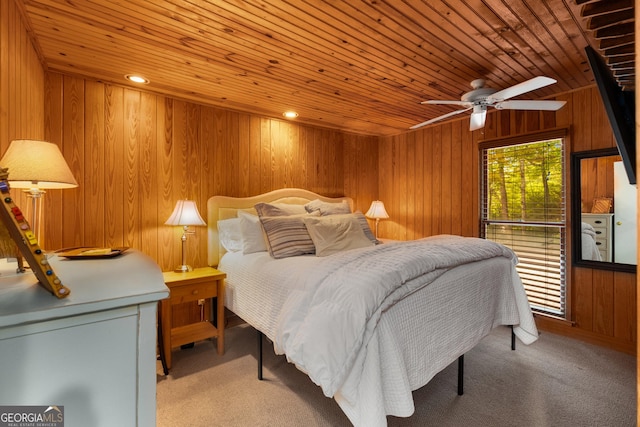 1006 Perrin Cove Rd, Tiger, GA 30576 - carpeted bedroom with wood ceiling and wood walls