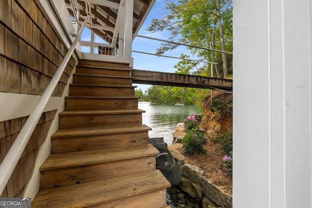 1006 Perrin Cove Rd, Tiger, GA 30576 - stairs featuring a water view