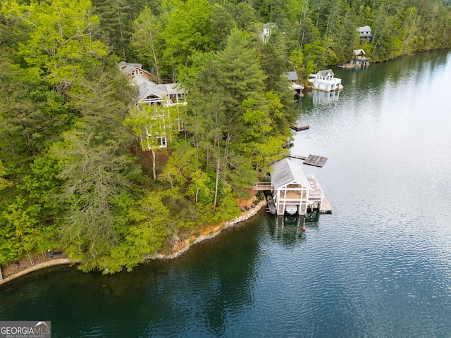 1006 Perrin Cove Rd, Tiger, GA 30576 - aerial view of a large body of water and a heavily wooded area