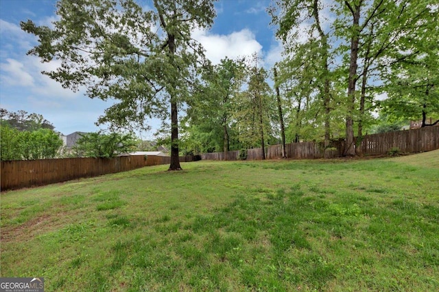 view of yard featuring a fenced backyard