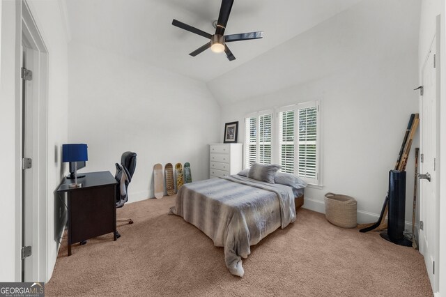 2135 Glenfield Trce, Cumming, GA 30041 - carpeted bedroom featuring baseboards, ceiling fan, and vaulted ceiling