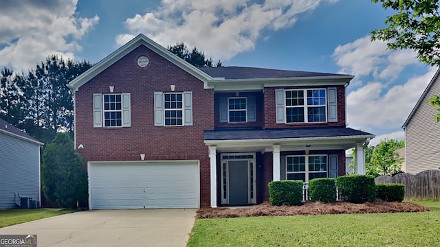 8256 Milam Loop, Fairburn, GA 30213 - traditional-style home featuring brick siding, a garage, a front lawn, and concrete driveway
