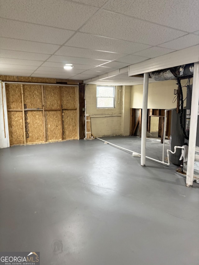 basement with heating unit