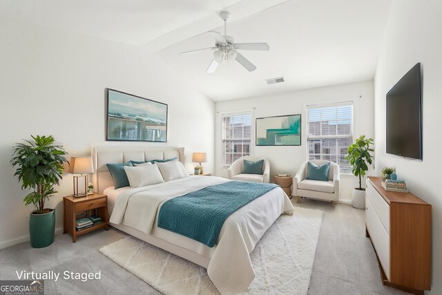 3505 Chattahoochee Summit Ln SE Unit 25, Atlanta, GA 30339 - bedroom featuring multiple windows, carpet, and a ceiling fan