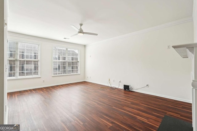 3505 Chattahoochee Summit Ln SE Unit 25, Atlanta, GA 30339 - unfurnished living room featuring ceiling fan, wood finished floors, and ornamental molding
