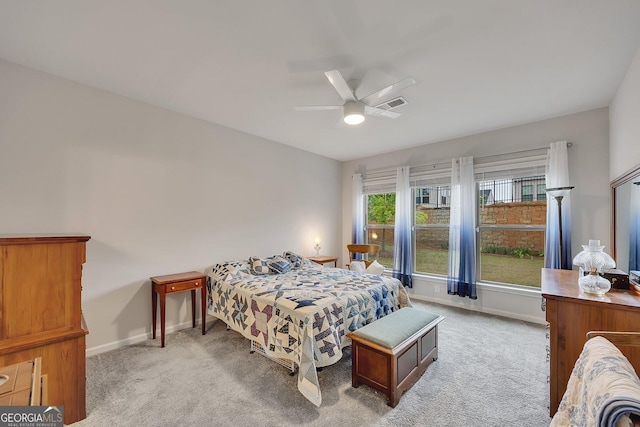 463 Marston Pass, Acworth, GA 30102 - bedroom with light colored carpet, baseboards, ceiling fan, and visible vents