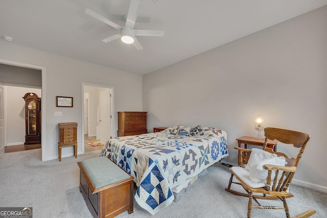 463 Marston Pass, Acworth, GA 30102 - bedroom featuring baseboards, ceiling fan, and light carpet