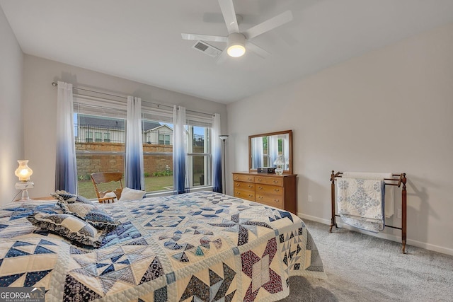 463 Marston Pass, Acworth, GA 30102 - bedroom featuring baseboards, visible vents, light carpet, and ceiling fan