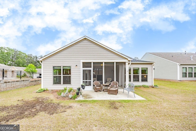 463 Marston Pass, Acworth, GA 30102 - back of house with a lawn, a patio, fence, and a sunroom