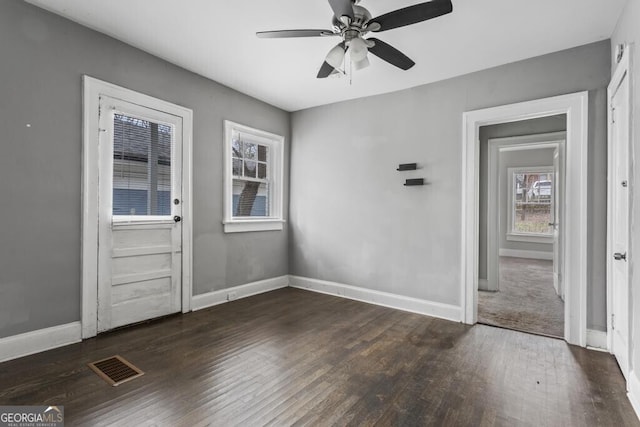 960 Byron Dr SW, Atlanta, GA 30310 - interior space with baseboards, ceiling fan, wood finished floors, and visible vents