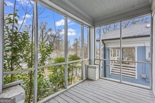 960 Byron Dr SW, Atlanta, GA 30310 - unfurnished sunroom with crown molding and hardwood / wood-style flooring