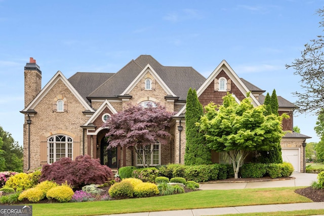 2855 Drayton Hall Dr, Buford, GA 30519 - view of front of property featuring a chimney, brick siding, and a shingled roof
