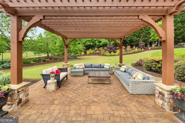 2855 Drayton Hall Dr, Buford, GA 30519 - view of patio / terrace with an outdoor hangout area and a pergola
