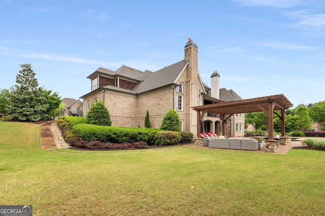 2855 Drayton Hall Dr, Buford, GA 30519 - view of side of property with a pergola, a patio, outdoor lounge area, and a lawn
