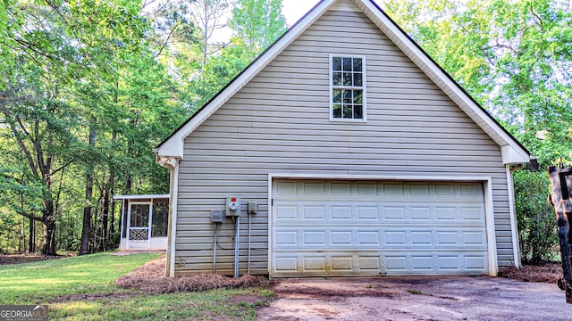 view of detached garage