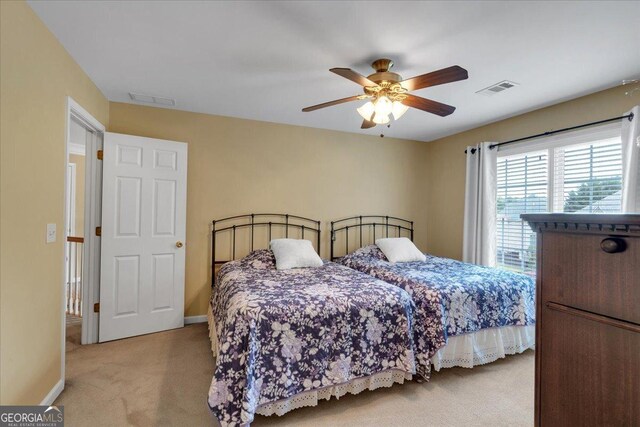 6034 Addington Dr NW, Acworth, GA 30101 - bedroom with visible vents, carpet, ceiling fan, and baseboards