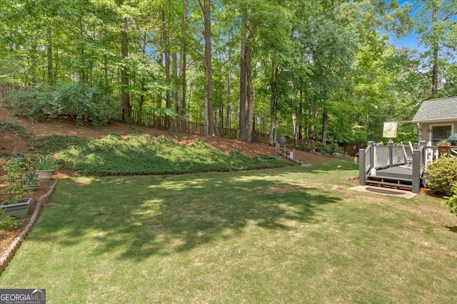 6034 Addington Dr NW, Acworth, GA 30101 - view of yard with a wooden deck