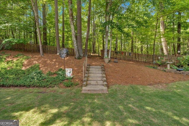 6034 Addington Dr NW, Acworth, GA 30101 - view of yard featuring fence and stairway