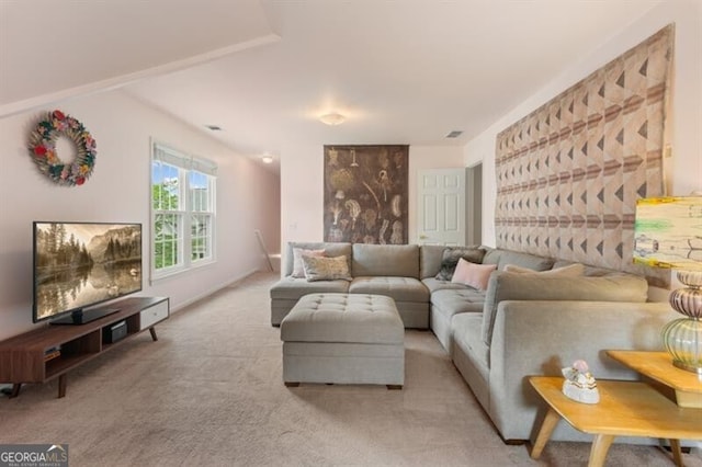 view of carpeted living area