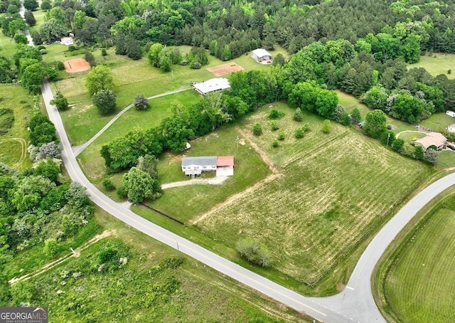 drone / aerial view featuring a rural view