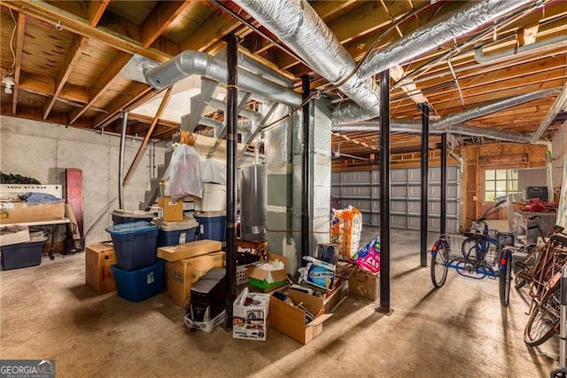 basement with gas water heater