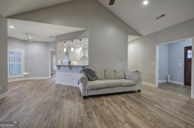 57 Round Rock Cir NE, Rome, GA 30161 - living area with ceiling fan, wood finished floors, and visible vents
