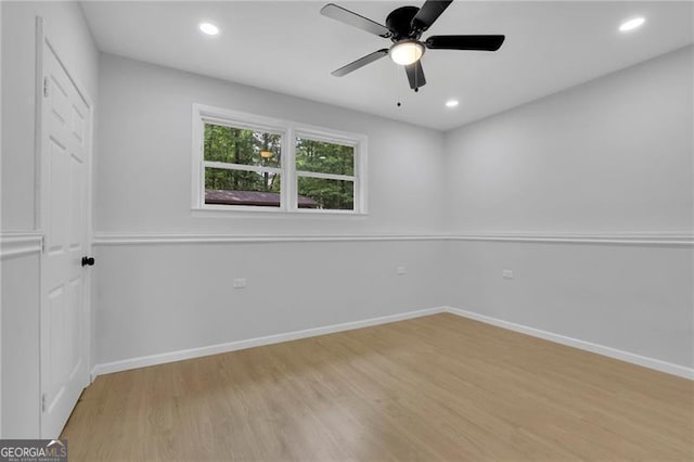 1839 Belcher Pl, Austell, GA 30168 - empty room with baseboards, recessed lighting, light wood finished floors, and ceiling fan
