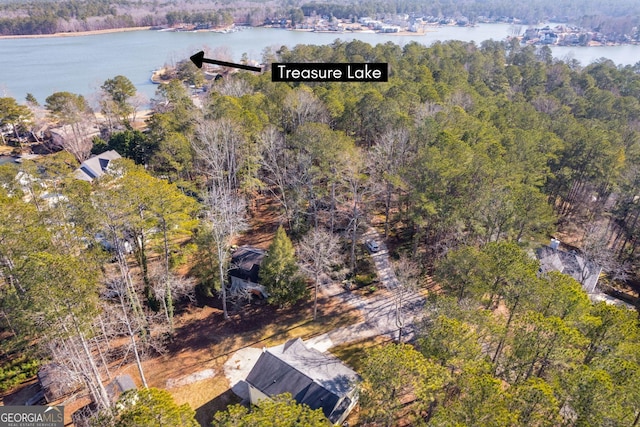 1094 Plantation Ct, Villa Rica, GA 30180 - aerial view featuring a water view and a forest view