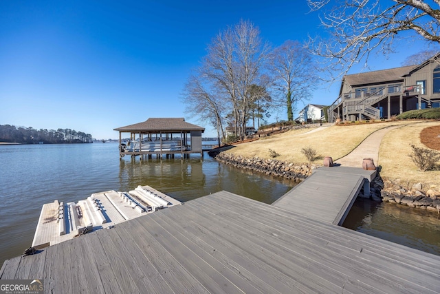 view of dock featuring a water view