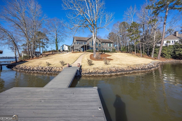 view of dock featuring a water view