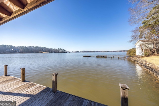view of dock featuring a water view