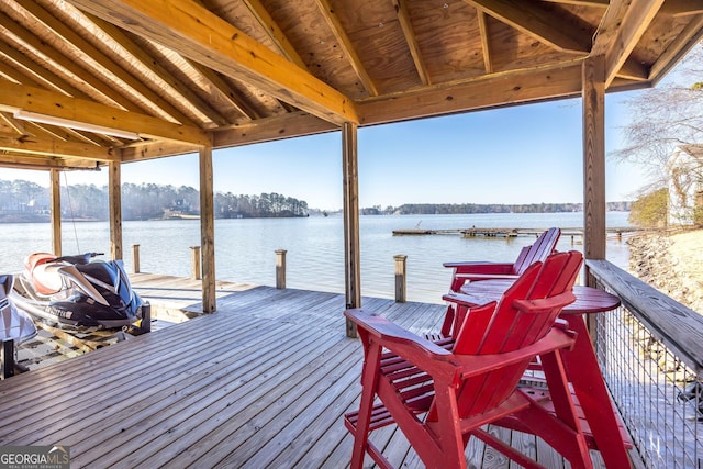 view of dock featuring a water view