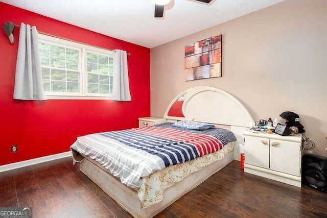 4812 Pamela Ct, Acworth, GA 30101 - bedroom with baseboards, a ceiling fan, and wood finished floors