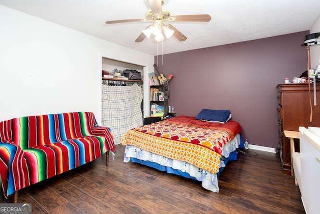 4812 Pamela Ct, Acworth, GA 30101 - bedroom with a ceiling fan, baseboards, and wood finished floors