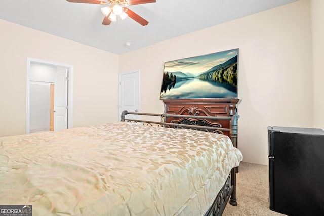 138 Yonah Way, Dallas, GA 30132 - carpeted bedroom featuring freestanding refrigerator and ceiling fan