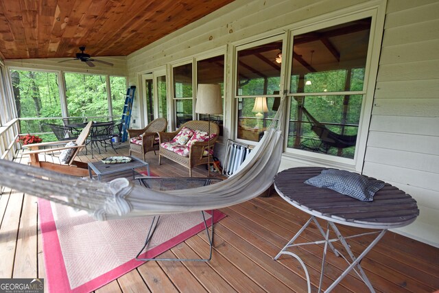 66 Pine Ridge Ct, Ellijay, GA 30536 - deck featuring covered porch and a ceiling fan