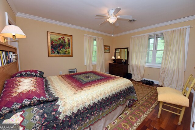 66 Pine Ridge Ct, Ellijay, GA 30536 - bedroom featuring visible vents, wood finished floors, baseboards, and ornamental molding