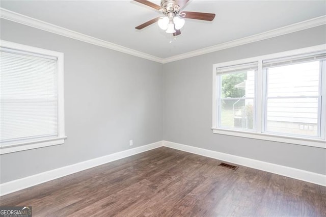 2607 Jefferson Ter, Atlanta, GA 30344 - unfurnished room with dark wood-style flooring, crown molding, and ceiling fan