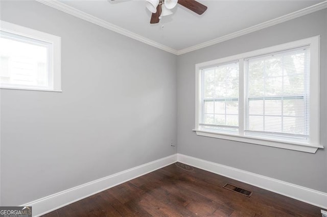 2607 Jefferson Ter, Atlanta, GA 30344 - unfurnished room with dark wood-style flooring, ornamental molding, and a ceiling fan