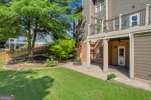 3641 Carriage Glen Way, Dacula, GA 30019 - view of yard with a balcony, a patio, and ceiling fan